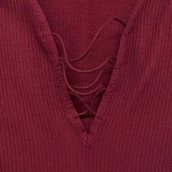 Intimately Free People Womens XS Fitted Deep V Neck Faux Lace Up Front Y2K Style - Picture 4 of 9